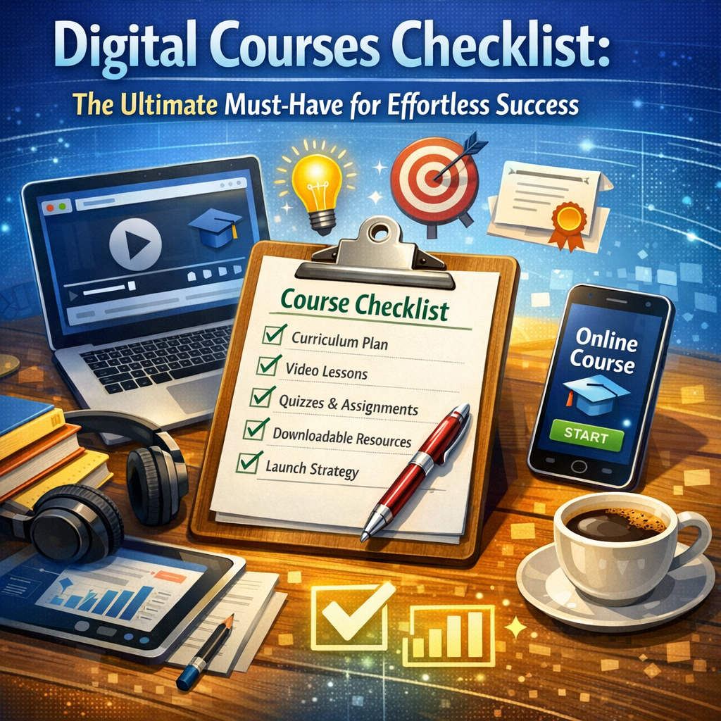 Illustration of Digital Courses Checklist: The Ultimate Must-Have for Effortless Success