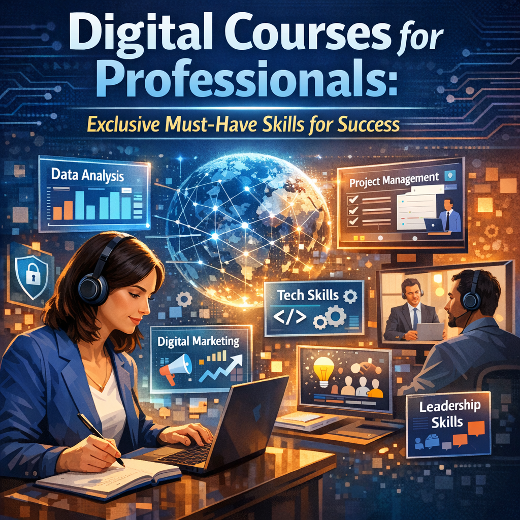 Illustration of Digital Courses for Professionals: Exclusive Must-Have Skills for Success