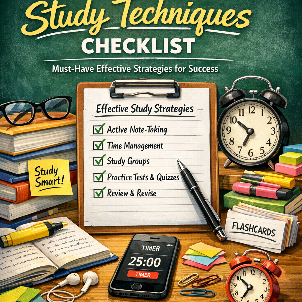 Illustration of Study Techniques Checklist: Must-Have Effective Strategies for Success