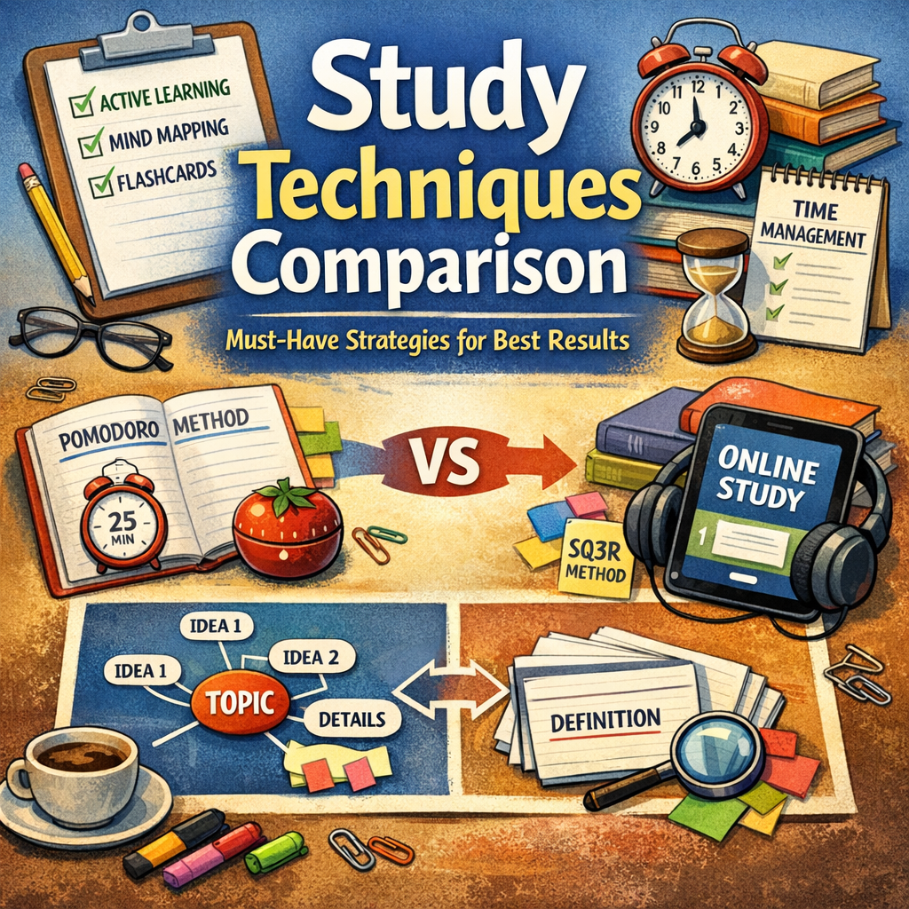 Illustration of Study Techniques Comparison: Must-Have Strategies for Best Results