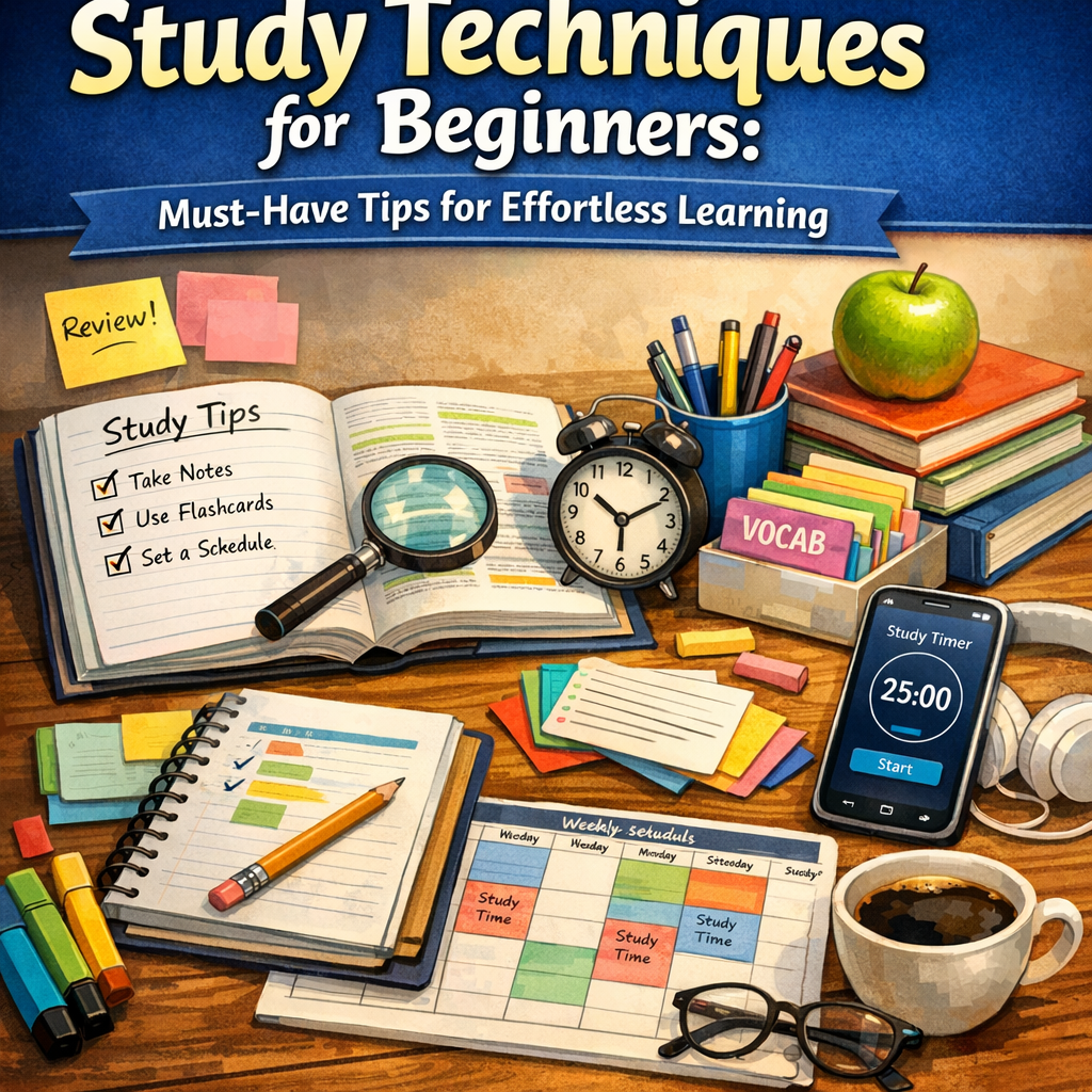 Illustration of Study Techniques for Beginners: Must-Have Tips for Effortless Learning