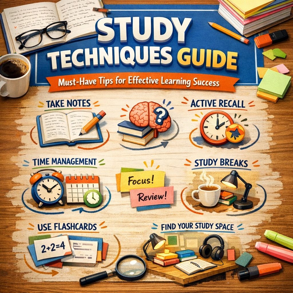 Illustration of Study Techniques Guide: Must-Have Tips for Effective Learning Success