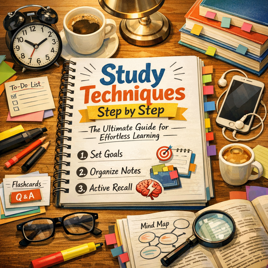 Illustration of Study Techniques Step by Step: The Ultimate Guide for Effortless Learning